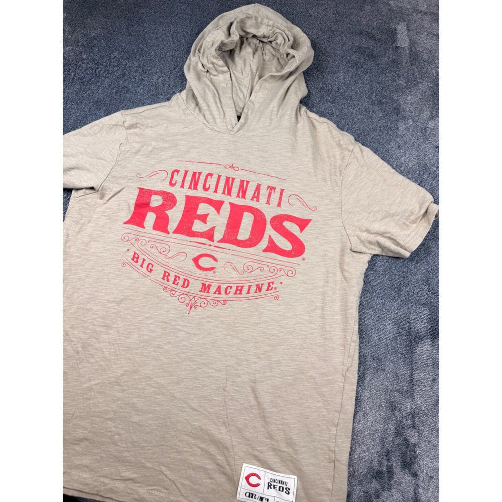MLB Darius Rucker Cincinnati Reds Big Red Machine Tan Hooded T-Shirt Mens Large